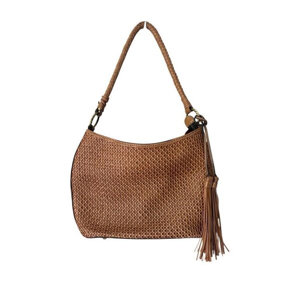 Patricia Nash Handbags - PATRICIA NASH Castelli woven leather shoulder hobo bag BROWN